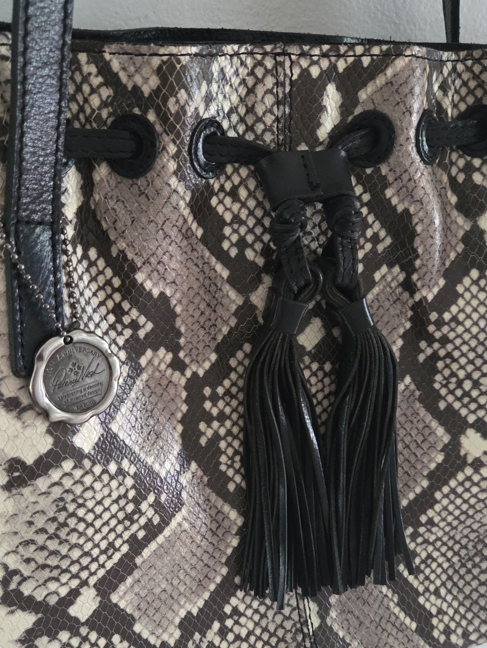 Patricia Nash Whitney Python Leather Drawstring Tote - Picture 3 of 9